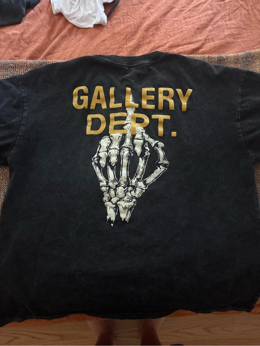 Gallery Dept Black and Gold Skeletal Graphic Tee Shirt